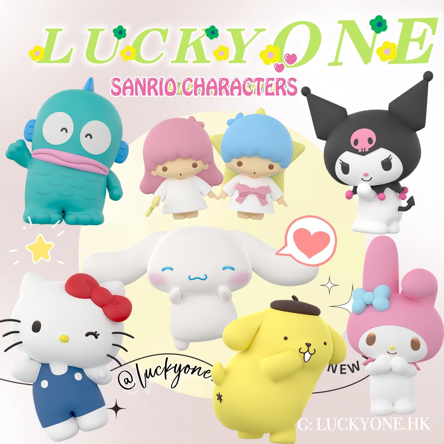 三麗鷗系列|Sanrio Series 花束 融合了粉絲熱愛的三麗鷗IP角色, 如Hello Kitty、Kuromi、My Melody、玉桂狗 Cinnamoroll、Pompompurin 布甸狗 布丁狗、Little Twin Stars、人魚漢頓 水怪 Hangyodon 等, 讓收禮人立即感受到心愛角色的存在。