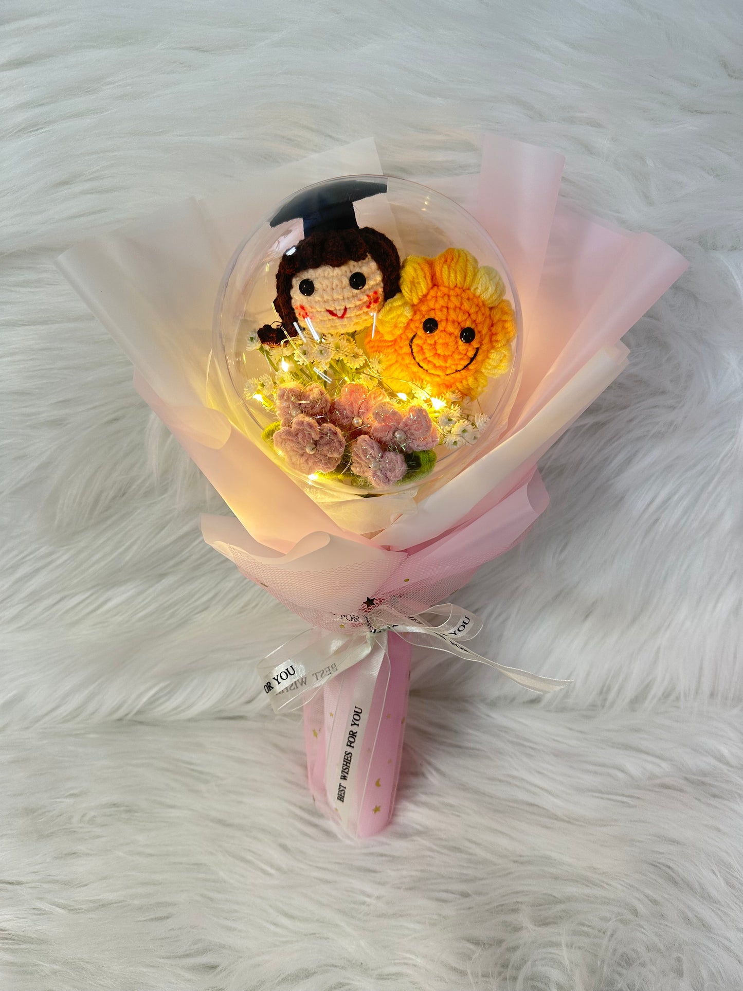 人氣🔥S Size(女仔畢業帽款🎓)畢業波波球花束|畢業花束|畢業禮物|氣球花束|網上訂花|針織花束|生日花束|週年紀念日花束|情人節花束|感謝Farewell花束|即日送花|香港花店|觀塘花店