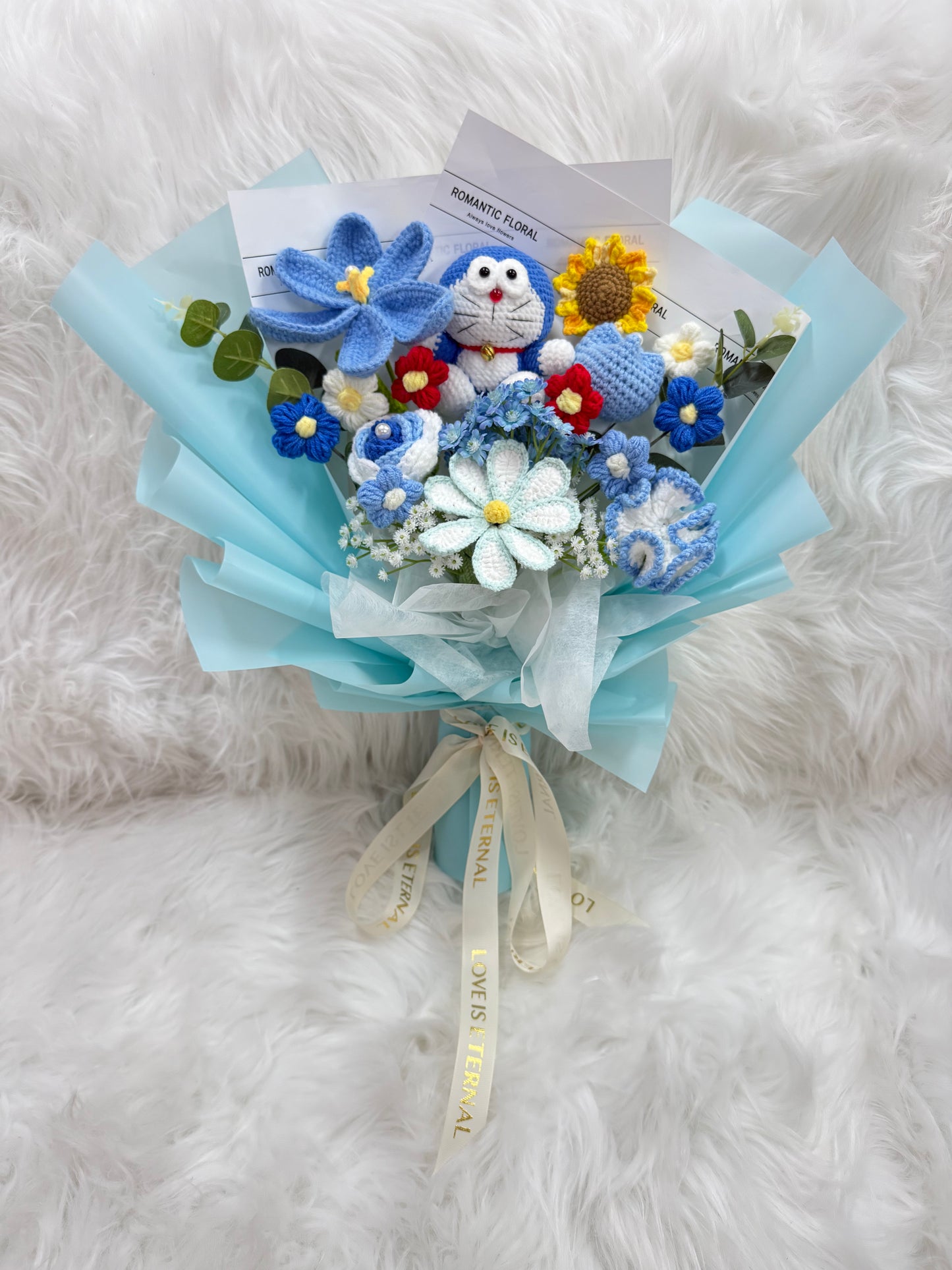 大束*Doraemon 哆啦A夢公仔花束|多啦A夢 叮噹公仔花|生日花束|畢業花束|卡通花束|公仔花束|生日禮物|週年紀念日花束|情人節花束|平價花店|網上訂花|觀塘花店|香港花店