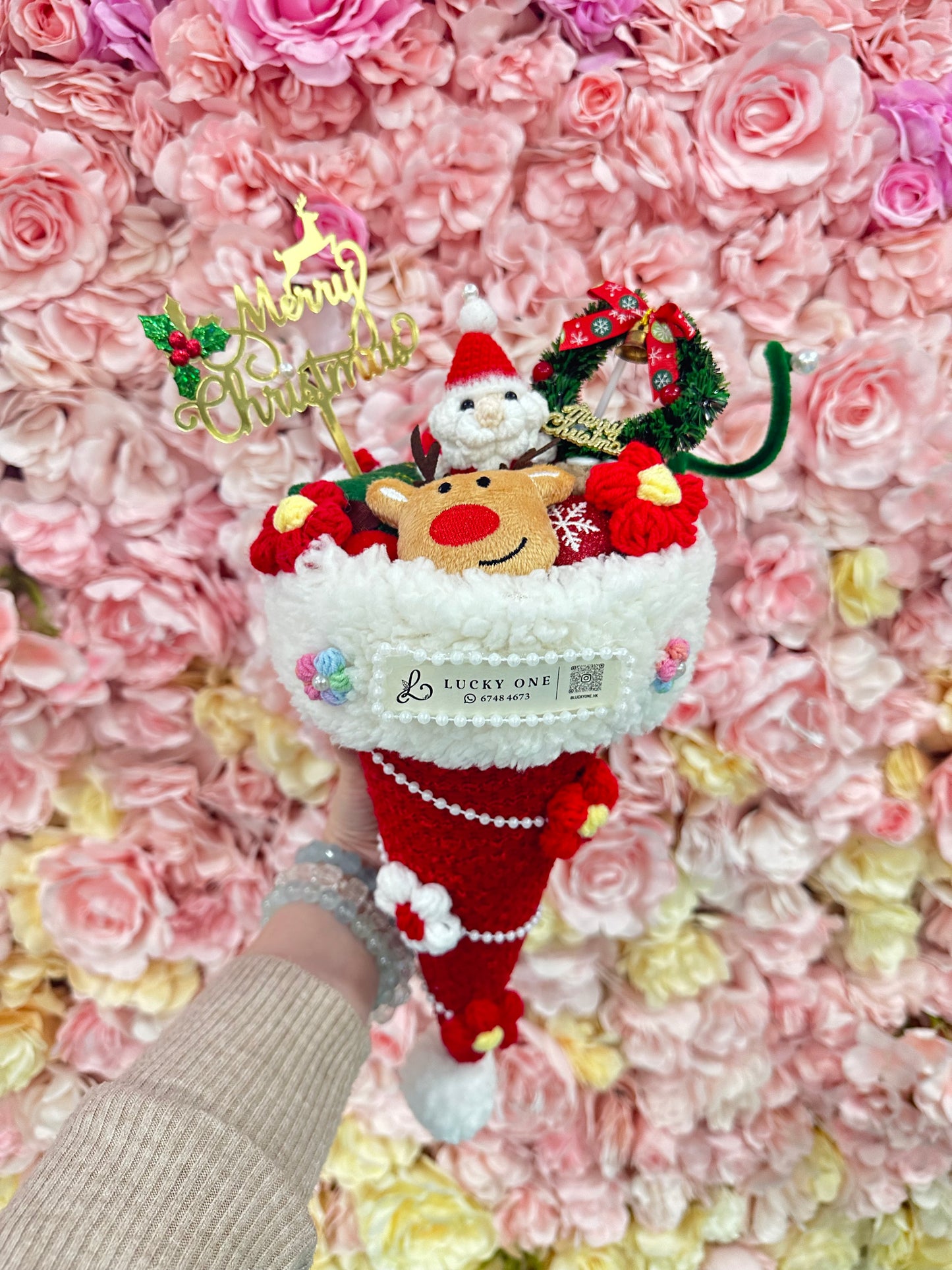 #3 聖誕花束|聖誕禮物|聖誕節禮物|聖誕節花束|交換禮物|針織花束 編織花束|即日送花|網上花店|觀塘花店|香港花店