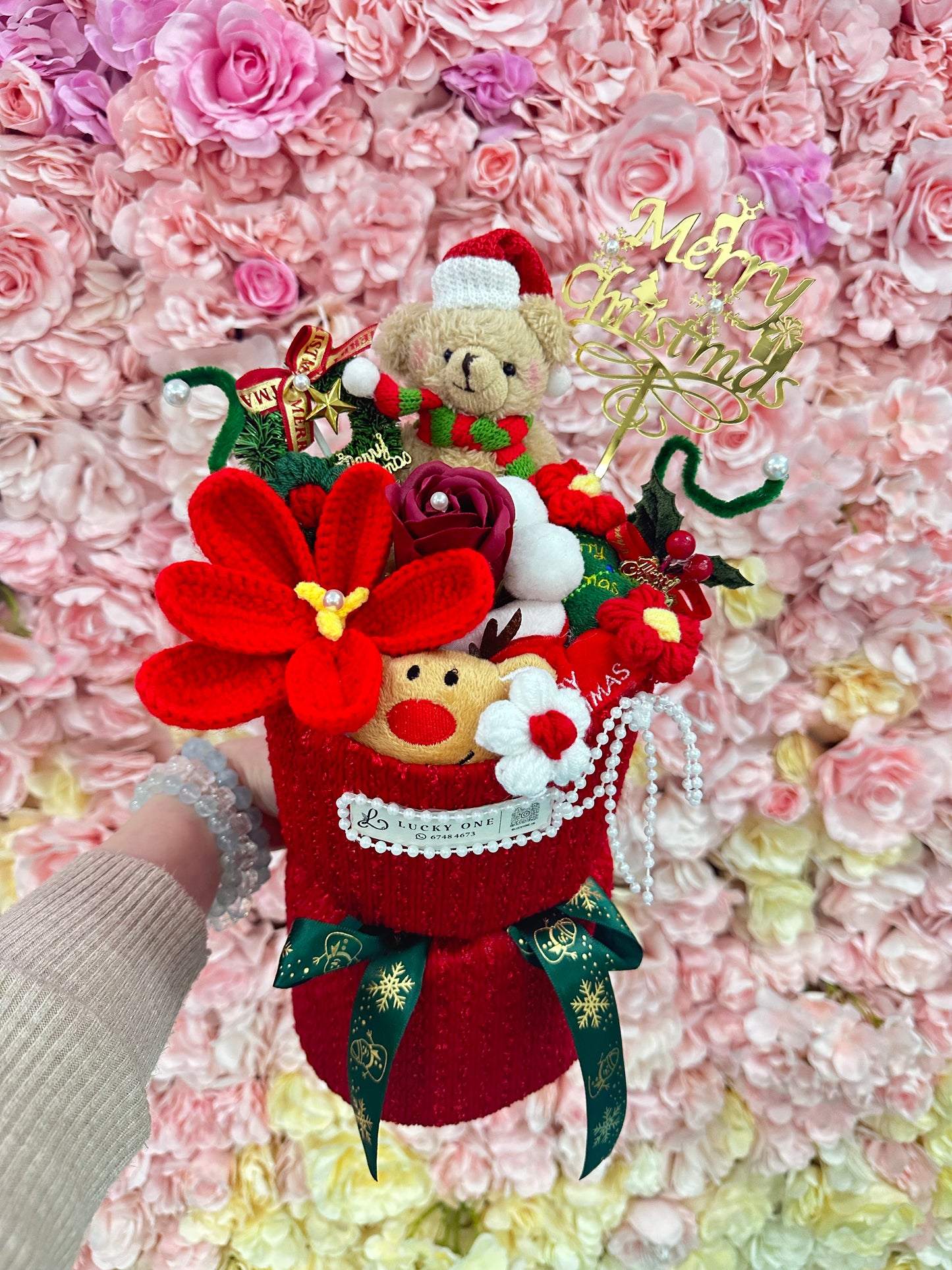 #2 聖誕花束|聖誕禮物|聖誕節禮物|聖誕節花束|交換禮物|針織花束 編織花束|即日送花|網上花店|觀塘花店|香港花店