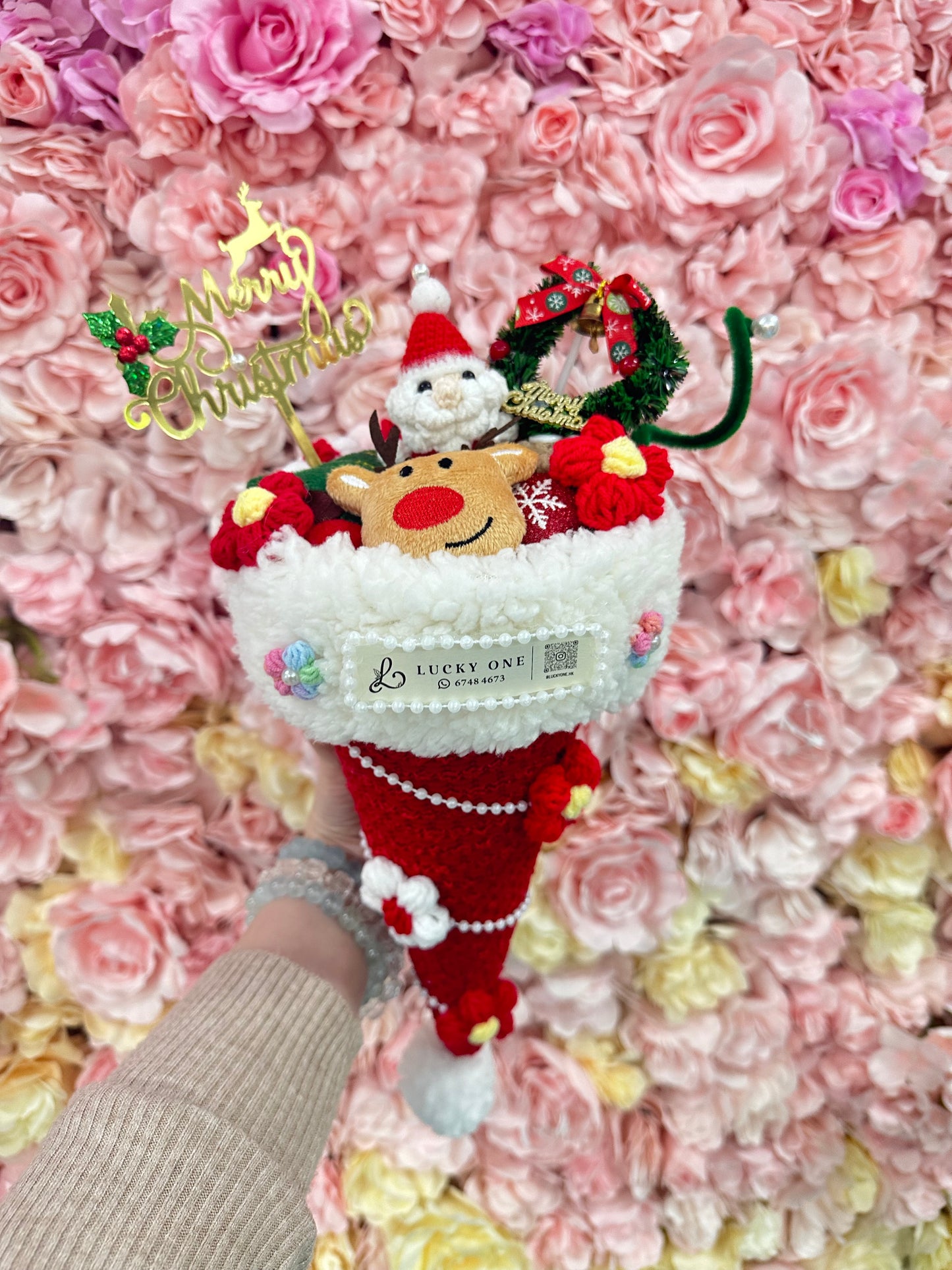 #3 聖誕花束|聖誕禮物|聖誕節禮物|聖誕節花束|交換禮物|針織花束 編織花束|即日送花|網上花店|觀塘花店|香港花店