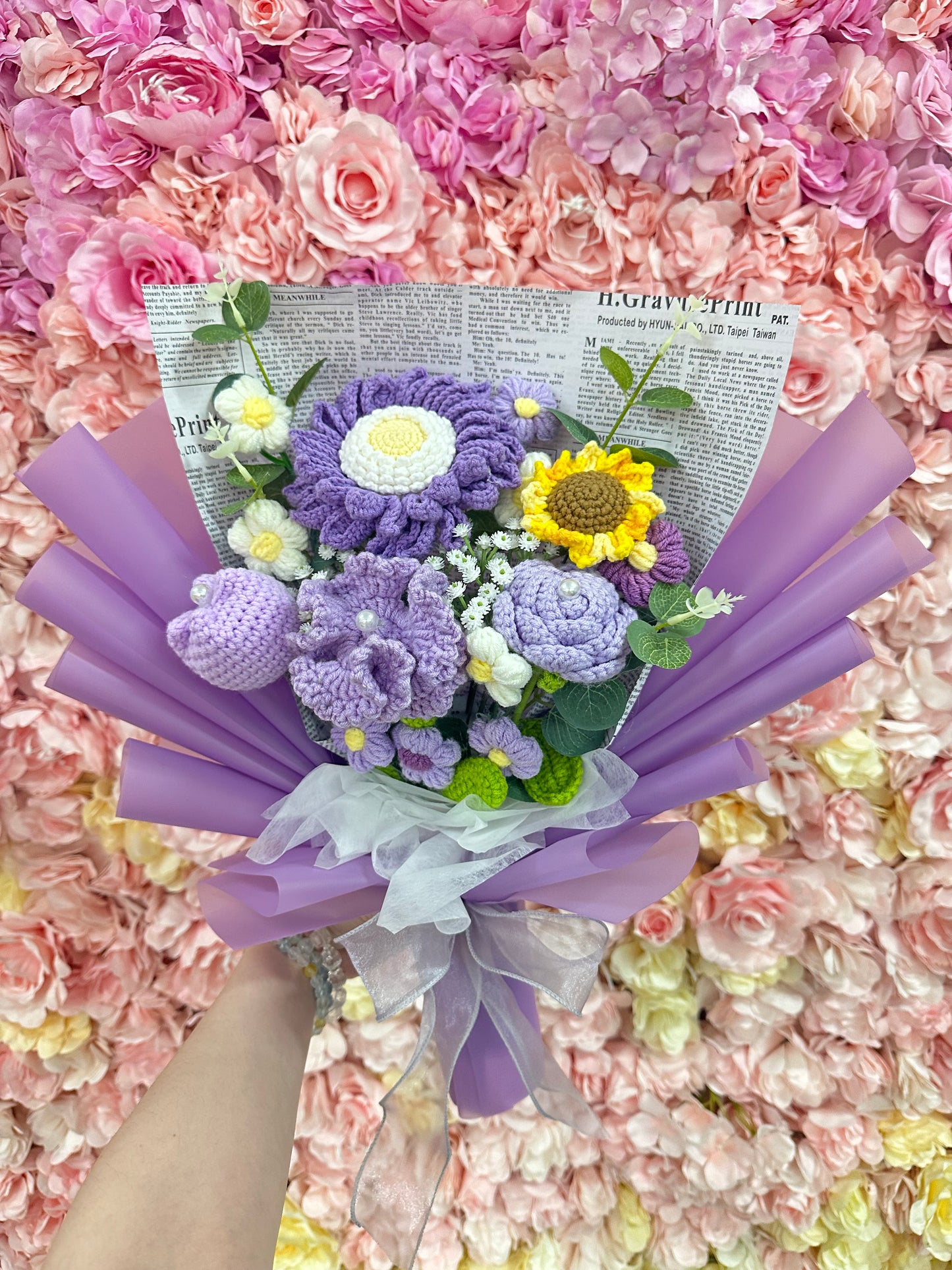紫薰色花束 XL Size|畢業花束|送女朋友花束|情人節禮物|情人節花束|週年紀念日花束|感謝Farewell花束|生日花束|針織花束 編織花束|即日送花|網上花店|觀塘花店|香港花店