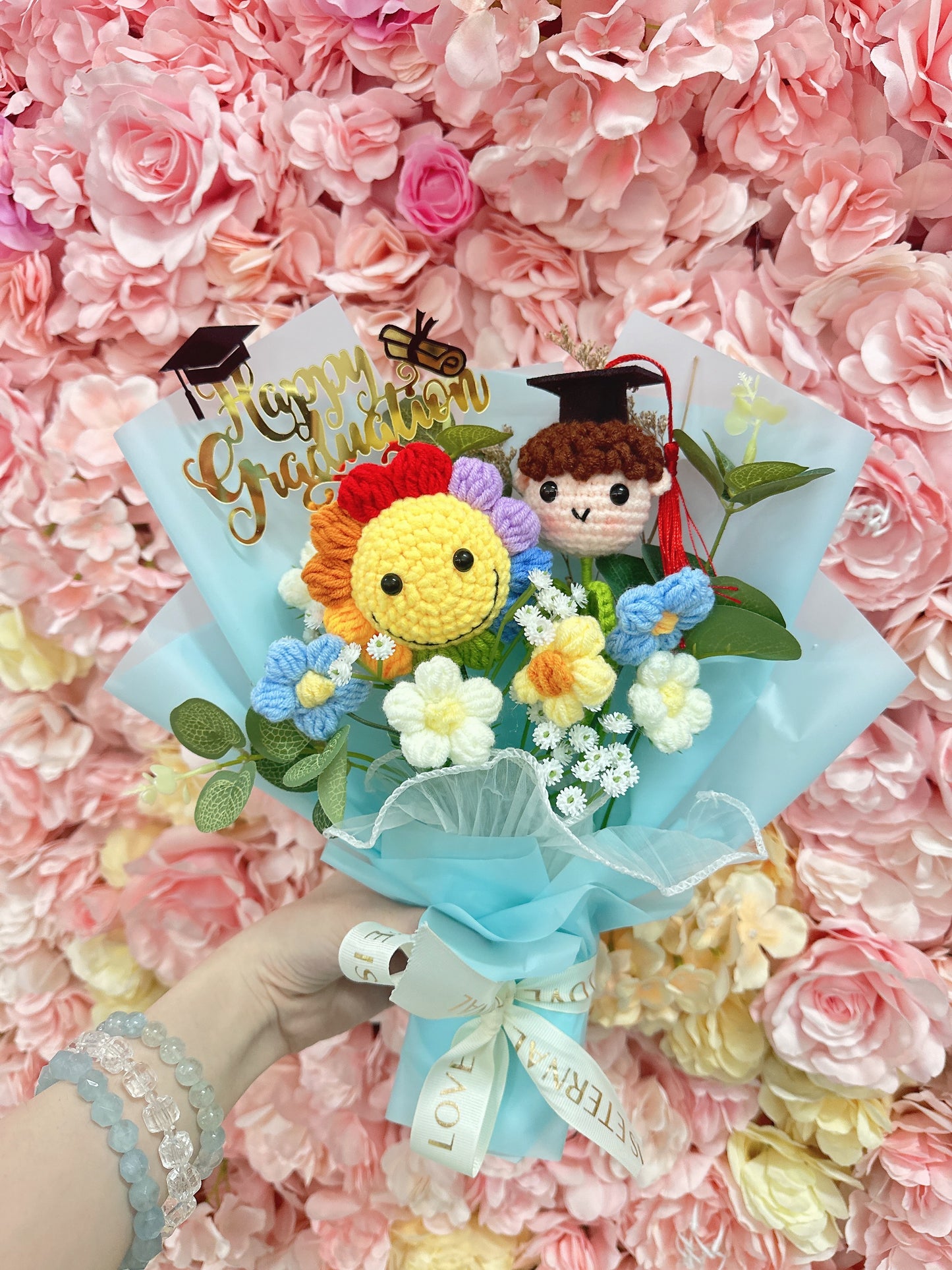 S Size|畢業花束|畢業禮物|男仔|彩虹笑臉|幼兒園 小朋友畢業花束|針織花束|人手製作|觀塘花店