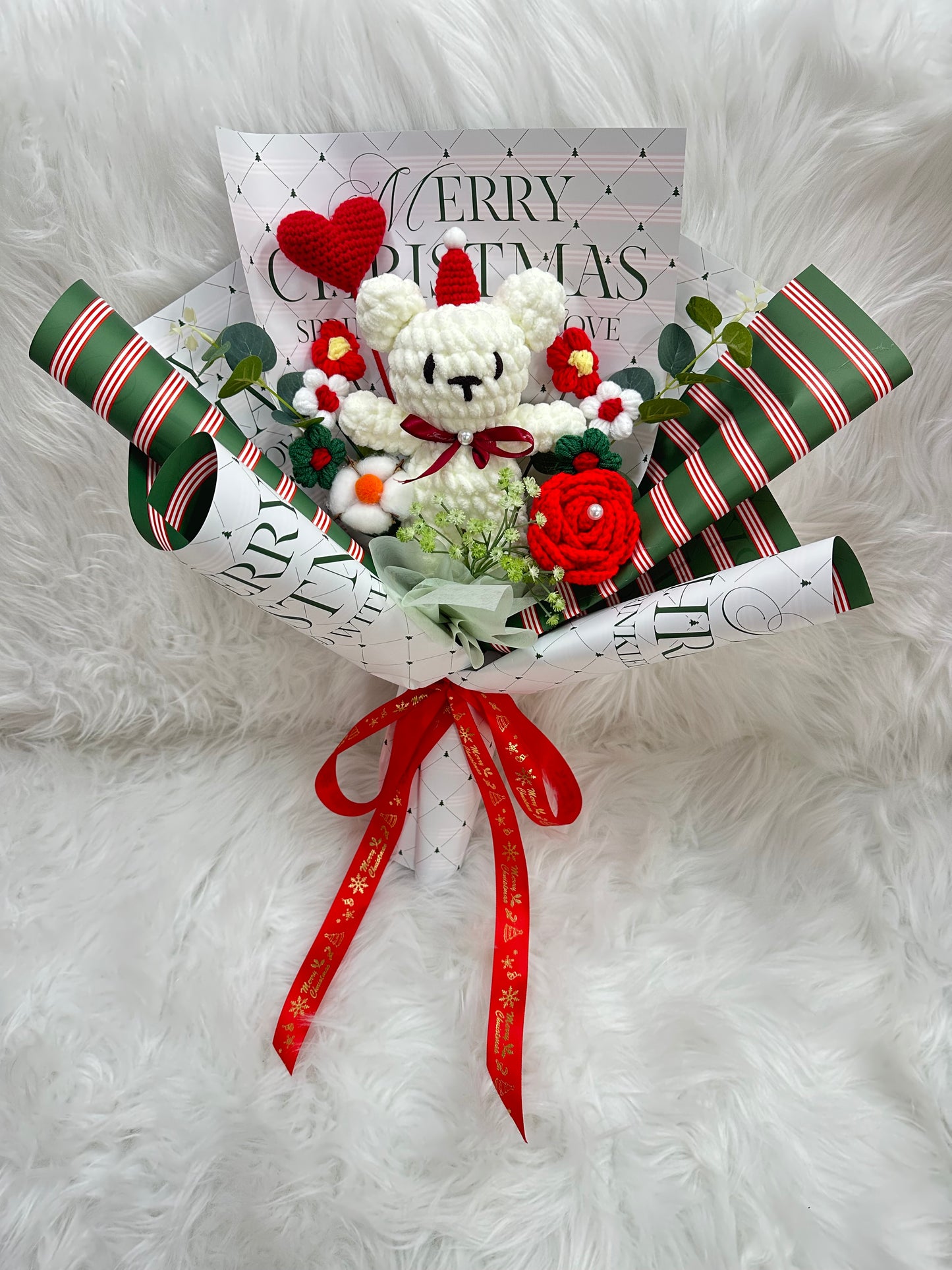 *只有一束🐻❄️冬天熊仔聖誕花束|聖誕節花束|聖誕花|聖誕禮物|聖誕節禮物|聖誕樹盆栽|2024聖誕禮物推薦|交換禮物|聖誕送咩禮物推介|網上花店|觀塘花店|香港花店
