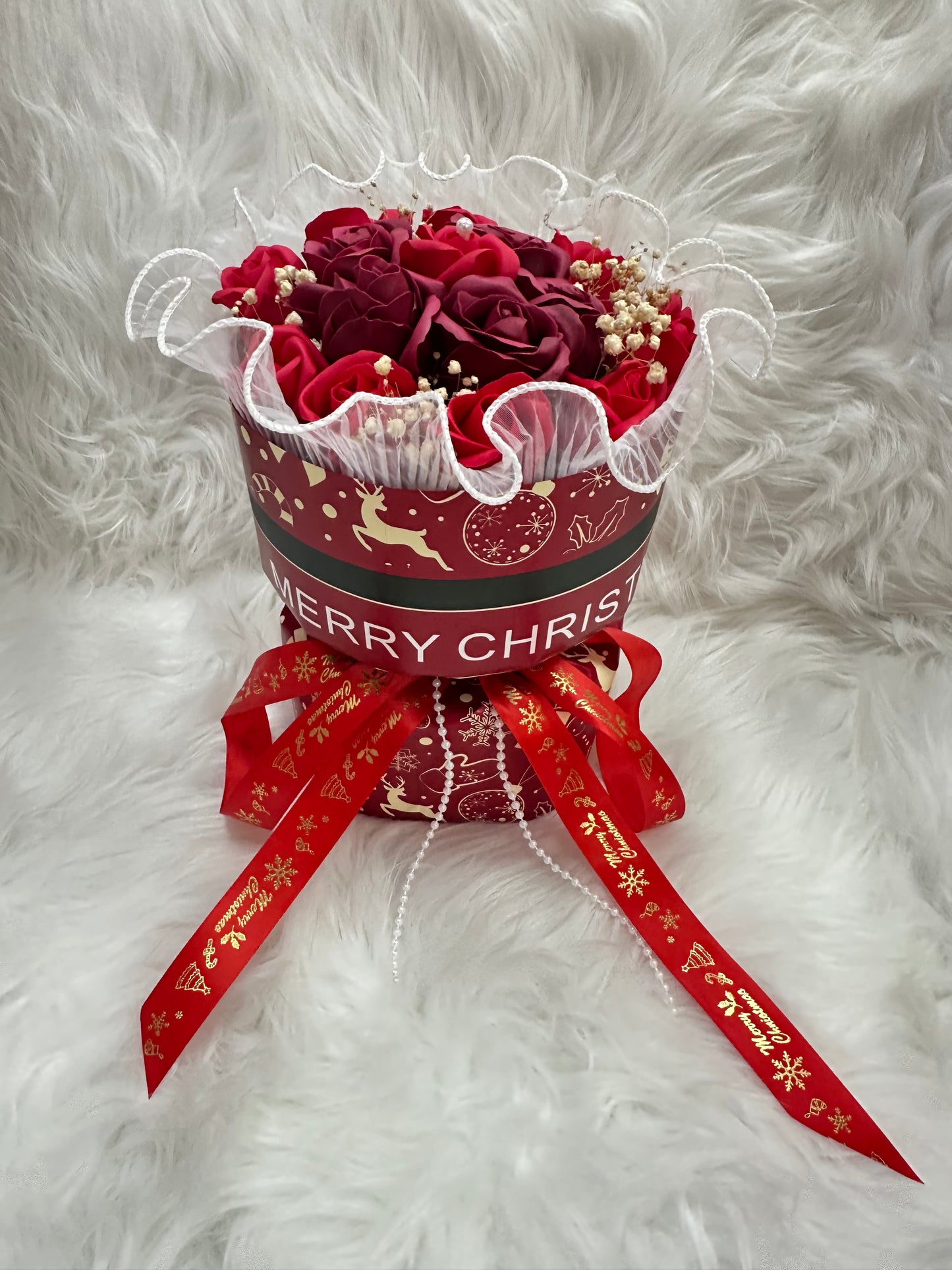 滿天星玫瑰皂花🌹 聖誕花束|聖誕節花束|聖誕花|聖誕禮物|聖誕節禮物|聖誕樹盆栽|2024聖誕禮物推薦|交換禮物|聖誕送咩禮物推介|網上花店|觀塘花店|香港花店