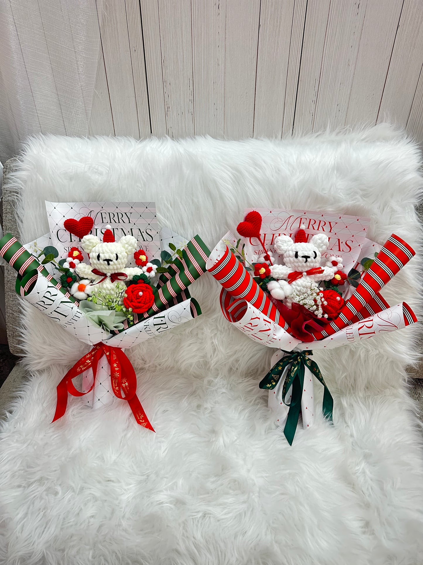 *只有一束🐻❄️冬天熊仔聖誕花束|聖誕節花束|聖誕花|聖誕禮物|聖誕節禮物|聖誕樹盆栽|2024聖誕禮物推薦|交換禮物|聖誕送咩禮物推介|網上花店|觀塘花店|香港花店