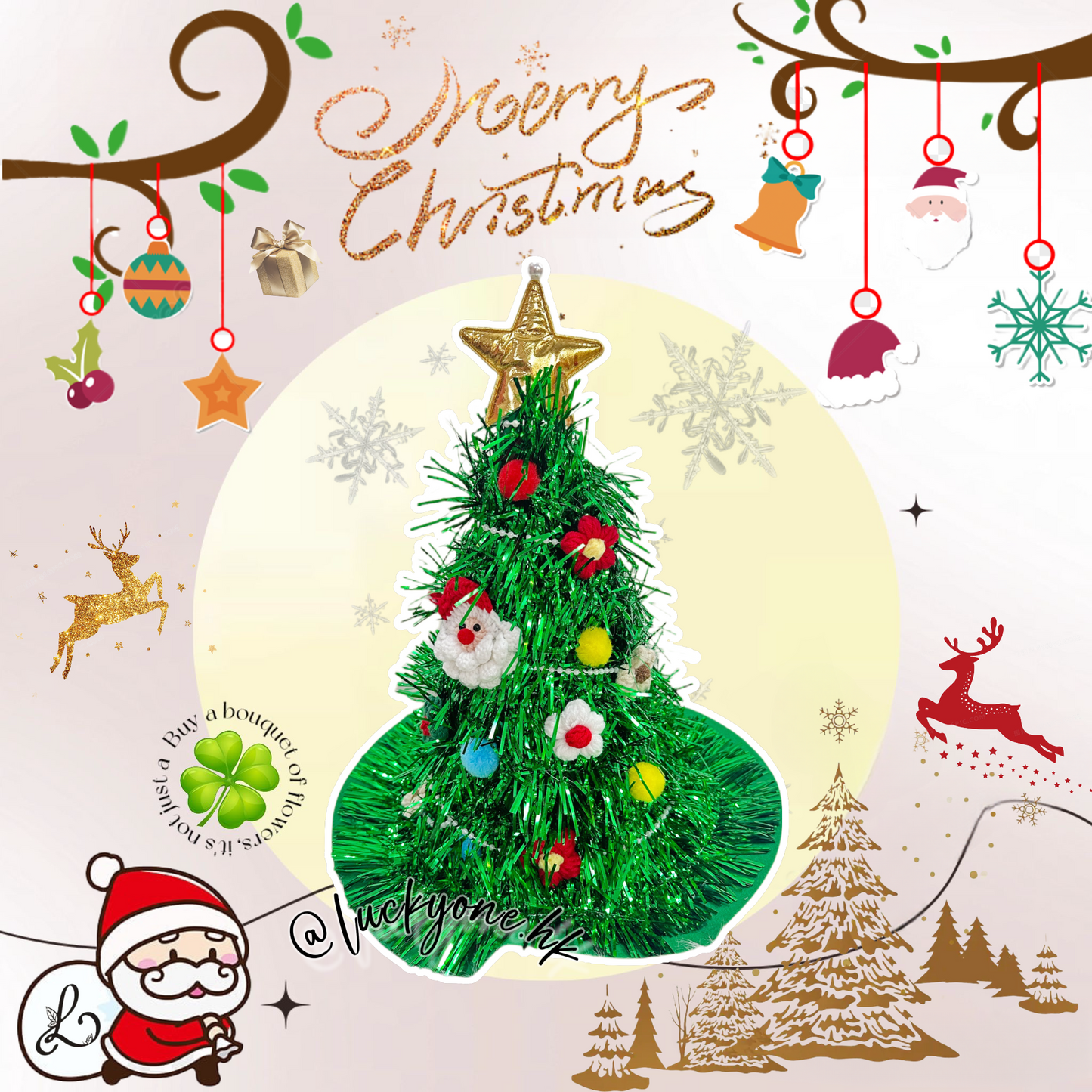 37*38cm 魔法聖誕帽🧑🎄聖誕花束|聖誕禮物|聖誕節禮物|聖誕節花束|聖誕裝飾|聖誕樹裝飾品|交換禮物|針織花束 編織花束|即日送花|網上花店|觀塘花店|香港花店