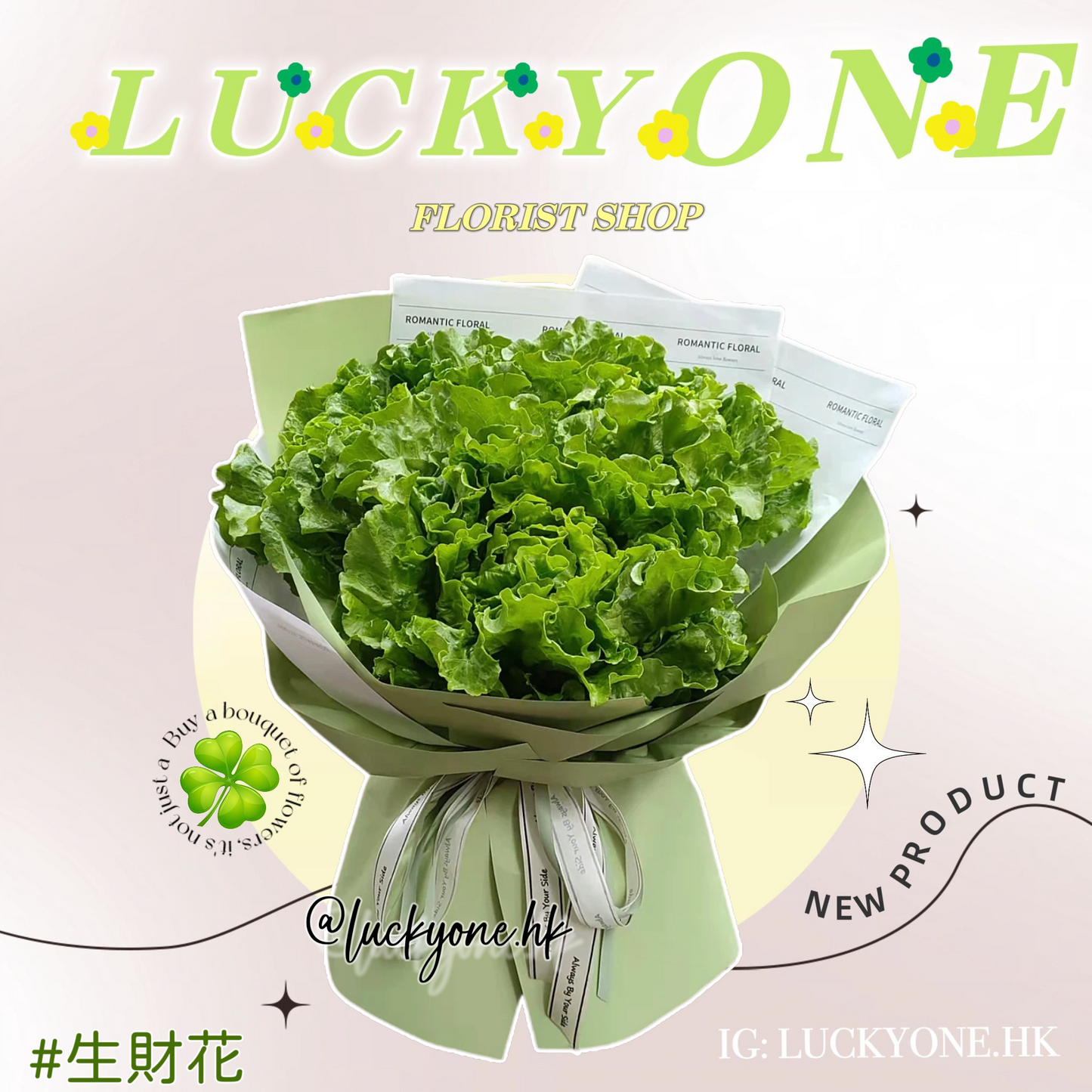 生菜🥬=生財花「贈予生菜 日日生財」|客製化花束|優惠價$398🔥| 訂製花束 $298起🔥|客製禮物|創意花束|生日花束|畢業花束|畢業禮物|週年紀念日花束|情人節花束|創意禮品|網上訂花|創意花藝|人手製作|觀塘花店|香港花店