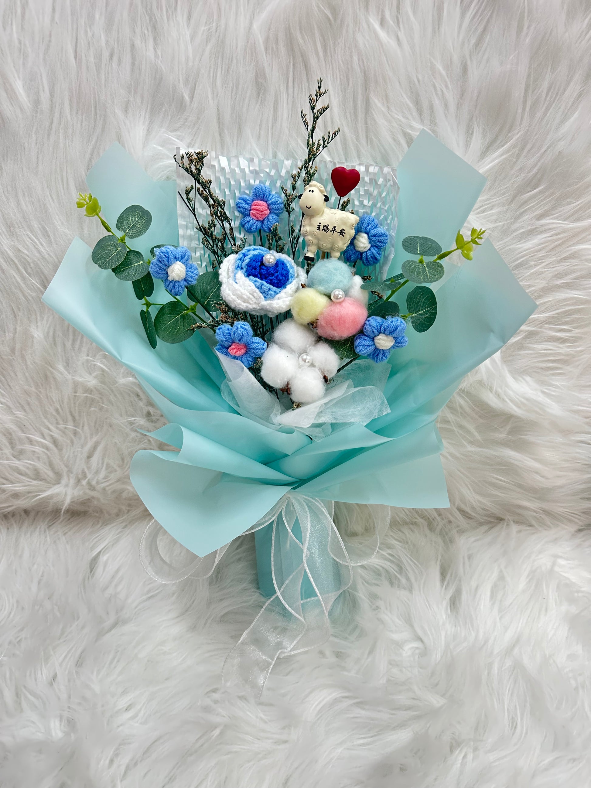 浸禮花束 洗禮花束💐木棉花｜乾花｜樹脂心心小羊擺設｜6款祝福語｜教會系列 基督教洗禮 洗禮禮物｜浸禮禮物 浸洗禮物｜福音會｜香港教會｜即日送花｜網上訂花｜觀塘花店