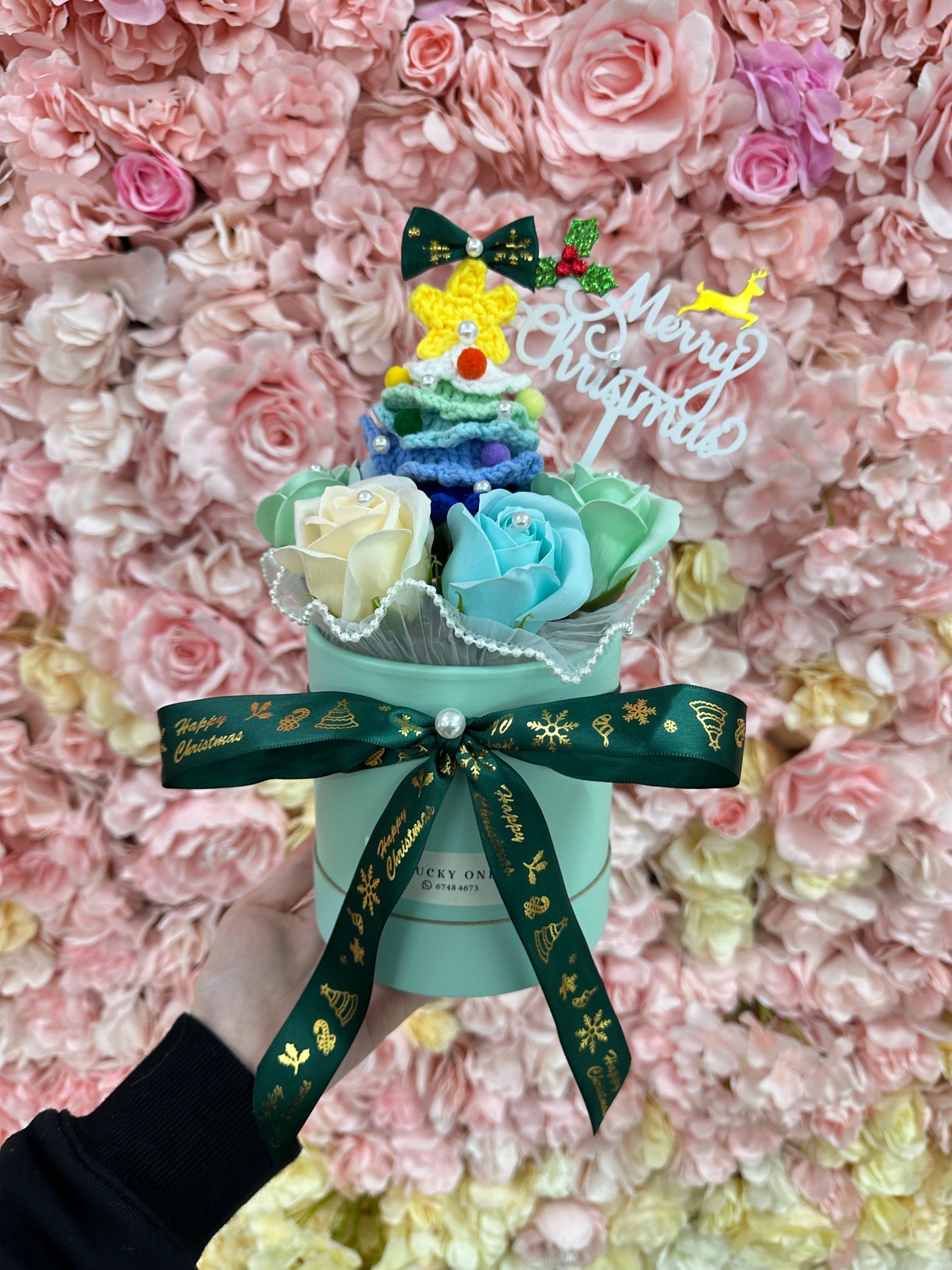 #藍色💙聖誕樹皂花花桶｜聖誕花束｜聖誕節花束｜聖誕花｜聖誕禮物｜聖誕節禮物｜聖誕樹盆栽｜2024聖誕禮物推薦｜交換禮物｜聖誕送咩禮物推介｜網上花店｜觀塘花店｜香港花店