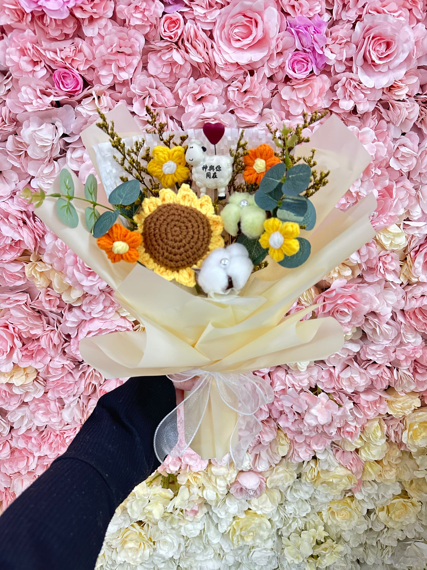 浸禮花束 洗禮花束💐木棉花｜乾花｜樹脂心心小羊擺設｜6款祝福語｜教會系列 基督教洗禮 洗禮禮物｜浸禮禮物 浸洗禮物｜福音會｜香港教會｜即日送花｜網上訂花｜觀塘花店