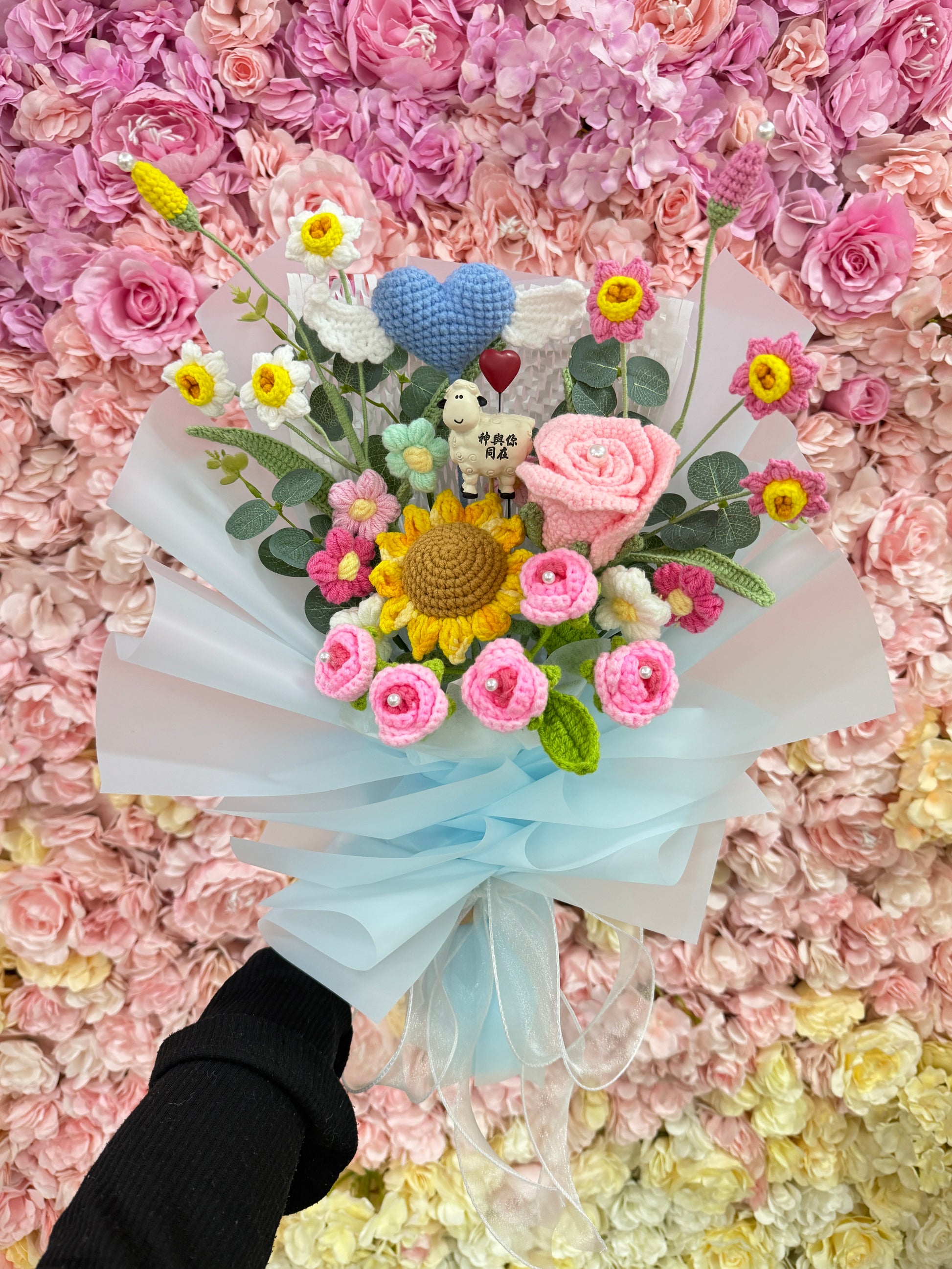 浸禮花束 洗禮花束💐木棉花｜乾花｜樹脂心心小羊擺設｜6款祝福語｜教會系列 基督教洗禮 洗禮禮物｜浸禮禮物 浸洗禮物｜福音會｜香港教會｜即日送花｜網上訂花｜觀塘花店