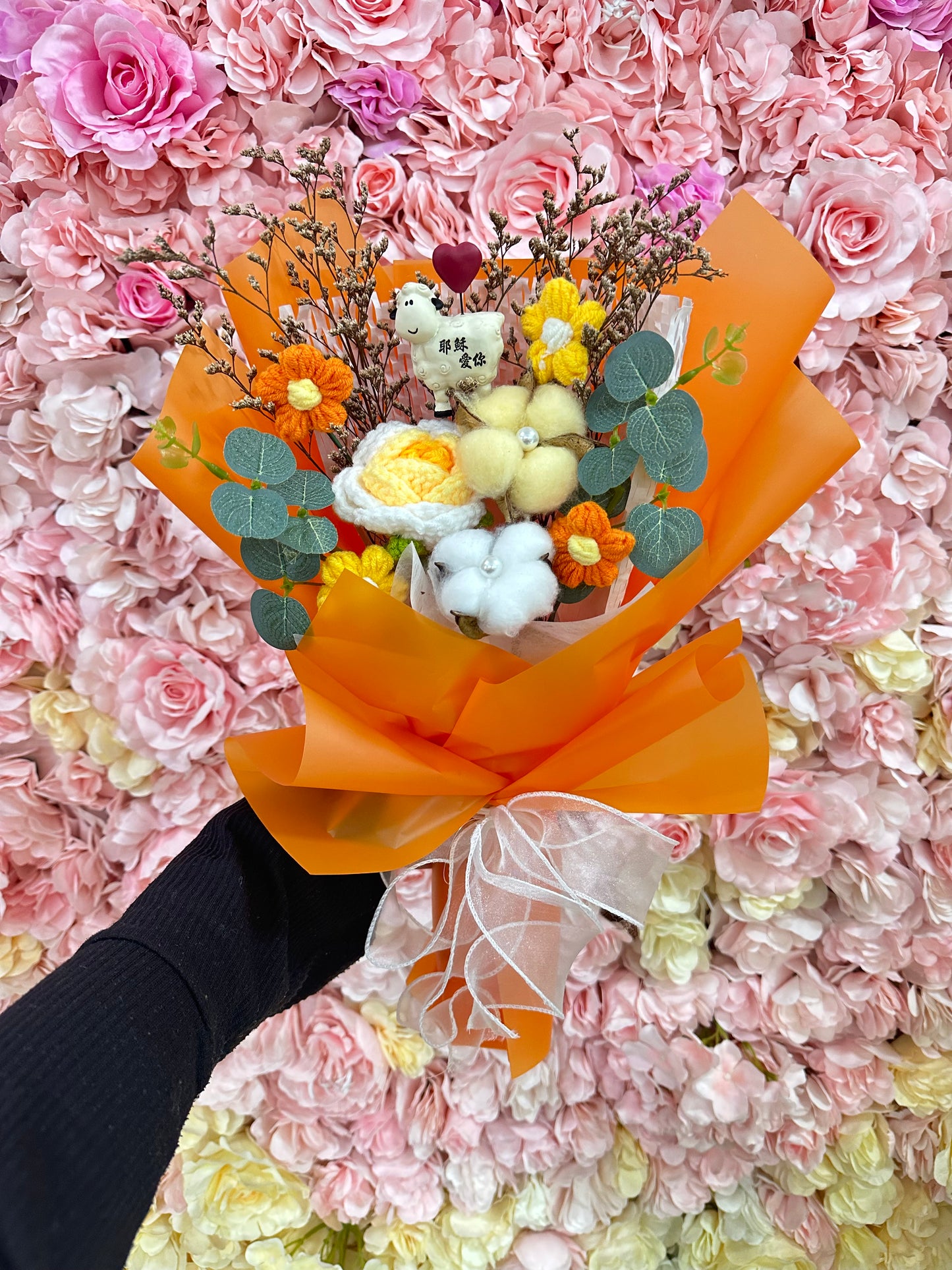 浸禮花束 洗禮花束💐木棉花｜乾花｜樹脂心心小羊擺設｜6款祝福語｜教會系列 基督教洗禮 洗禮禮物｜浸禮禮物 浸洗禮物｜福音會｜香港教會｜即日送花｜網上訂花｜觀塘花店