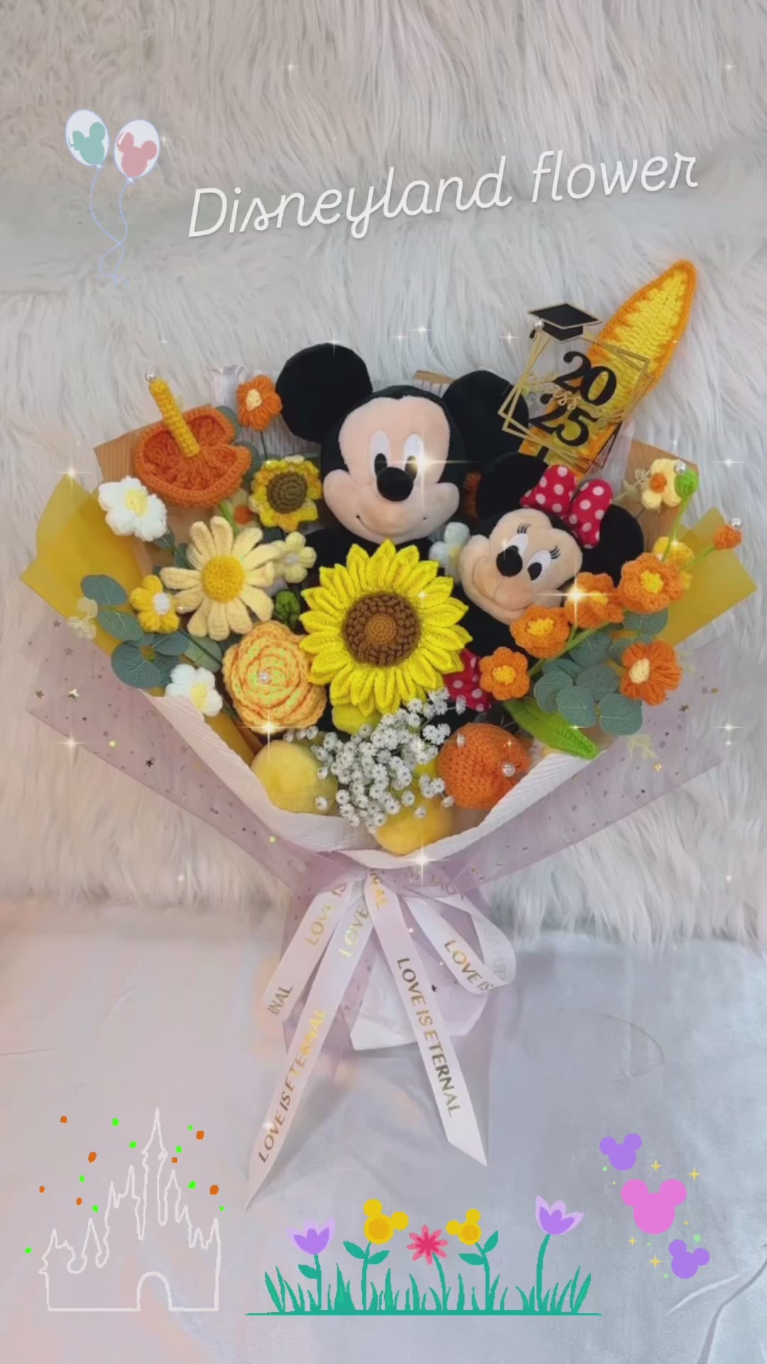 【訂製服務】Disney迪士尼米奇米妮公仔花束（非現貨）｜客製花束｜ 訂製花束 $298起🔥｜客製禮物｜創意花束｜訂製公仔花束｜生日花束｜畢業花束｜週年紀念日花束｜情人節花束｜升職榮休Farewell 花束｜創意禮物｜網上訂花｜觀塘花店｜香港花店